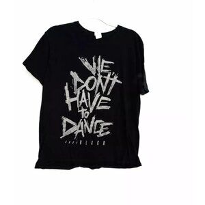 Gildan Mens Black Cotton T Shirt Spell Out Graphic Crew Pullover Short Sleeve L